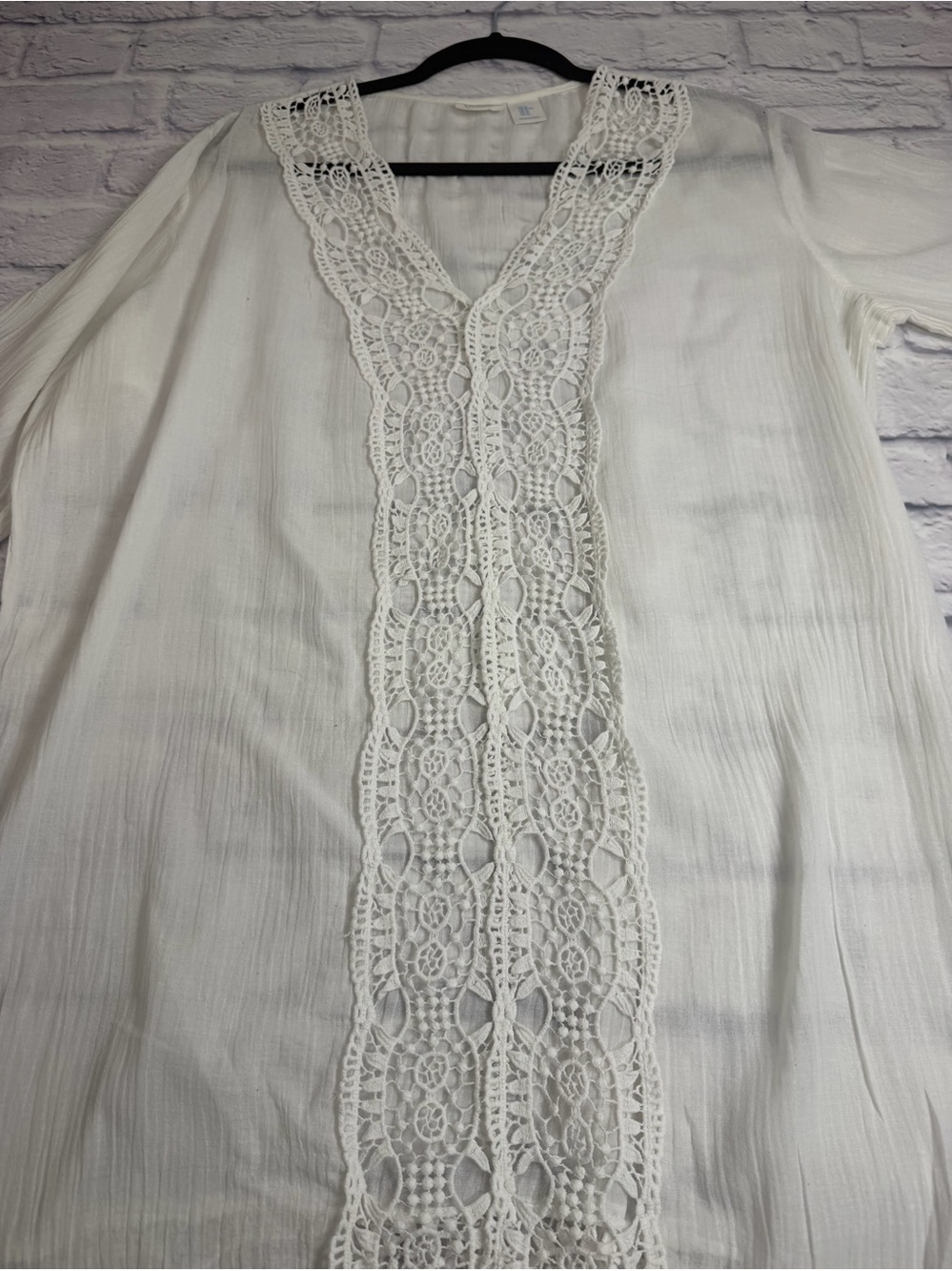 Sigrid Olsen White Sheer Women's Swim Coverup with Subtle Trim. Size XL. - Picture 3 of 10